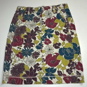 Eddie Bauer Skirt Womens Size 8 Tall Multicolor Floral‎ Cotton Pockets A Line